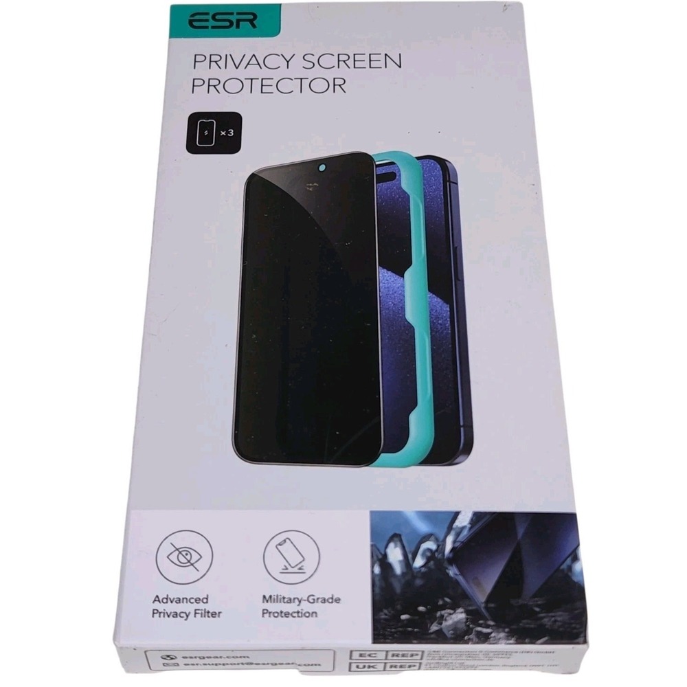 ESR iPhone 15 Pro Max Privacy Screen Protector Tempered Glass 3 Pack